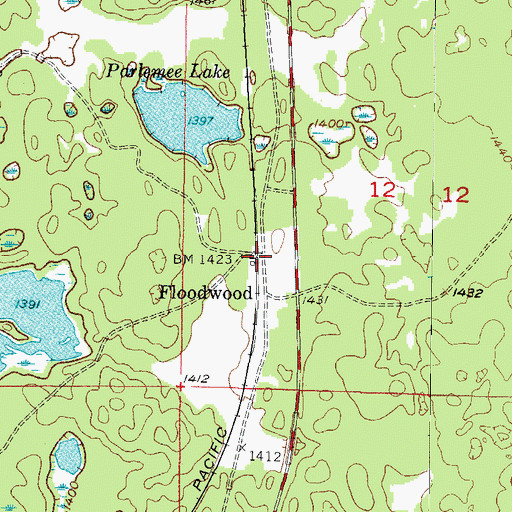 Topographic Map of Floodwood Post Office (historical), MI