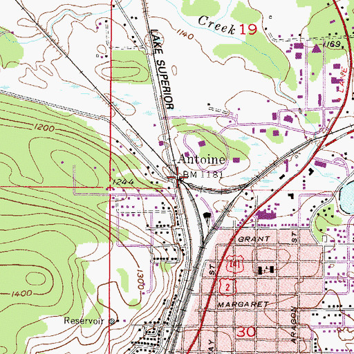 Topographic Map of Antoine Station, MI