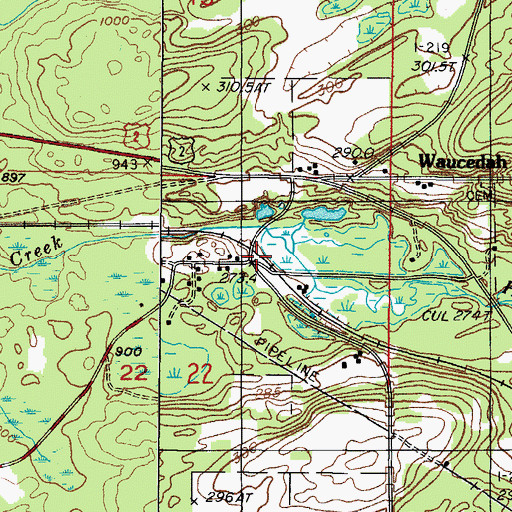 Topographic Map of Waucedah Post Office (historical), MI