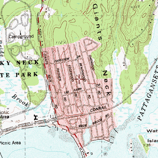 Topographic Map of Giants Neck, CT