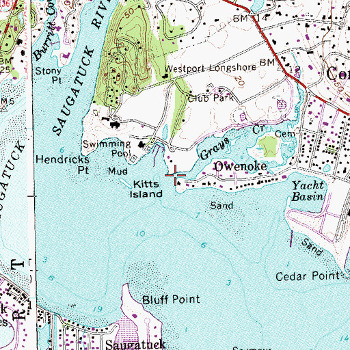 Topographic Map of Grays Creek, CT