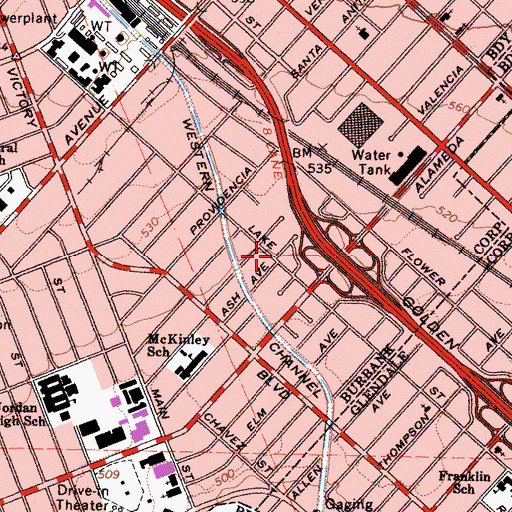 Topographic Map of Exit 145B, CA