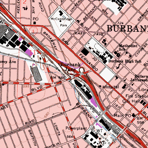 Topographic Map of Exit 146B, CA