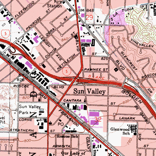 Topographic Map of Exit 150B, CA