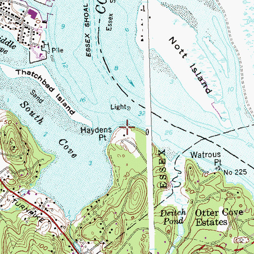 Topographic Map of Haydens Point, CT