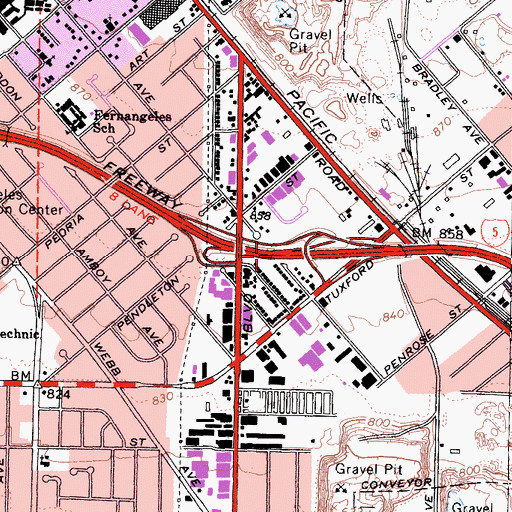 Topographic Map of Exit 152, CA