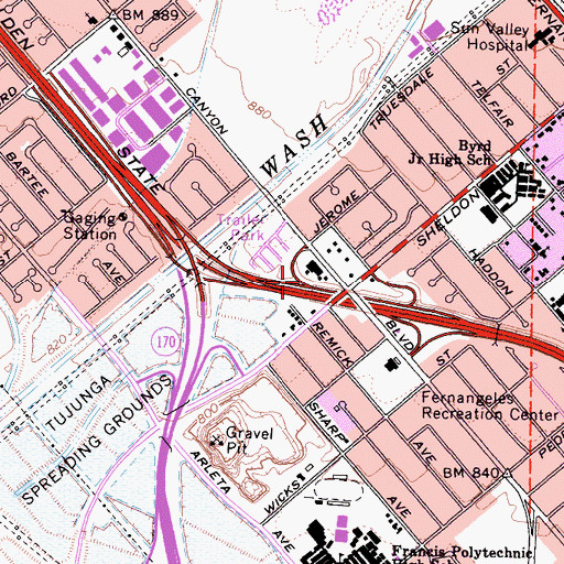 Topographic Map of Exit 153A, CA
