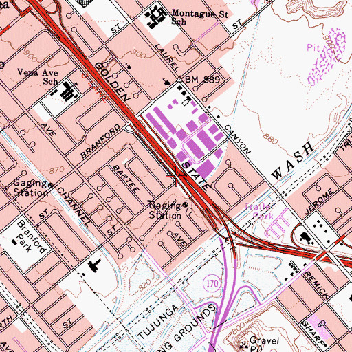 Topographic Map of Exit 153B, CA