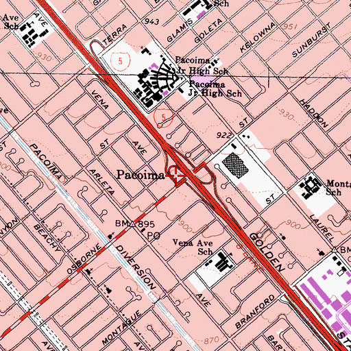 Topographic Map of Exit 154, CA