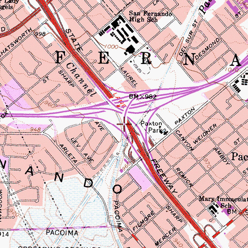 Topographic Map of Exit 156B, CA