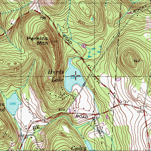 Topographic Map of Hurds Lake, CT