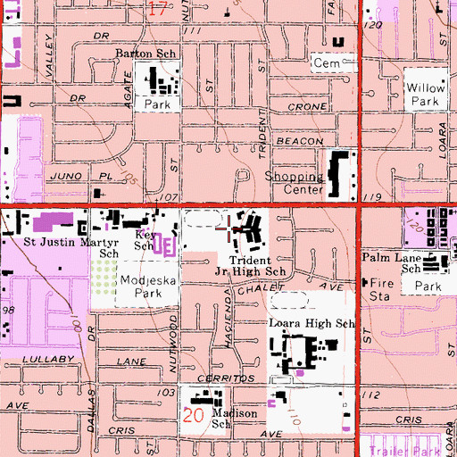 Topographic Map of GIlbert High School, CA