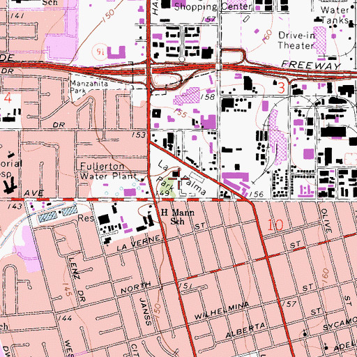 Topographic Map of Glover Stadium, CA