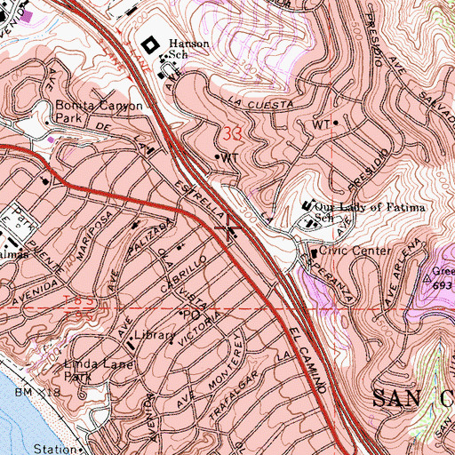 Topographic Map of Exit 75, CA