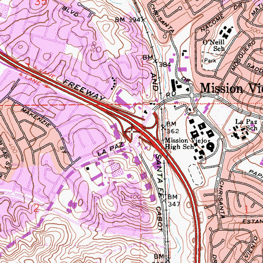 Topographic Map of Exit 89, CA