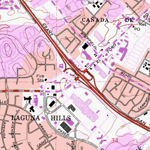 Topographic Map of Exit 91, CA