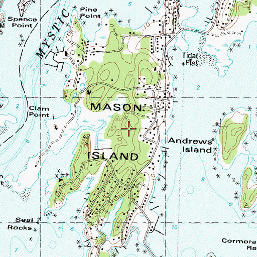 Topographic Map of Mason Island, CT