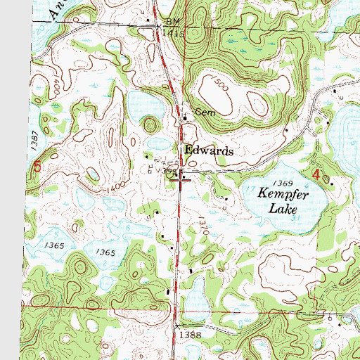 Topographic Map of Edwards School (historical), MN
