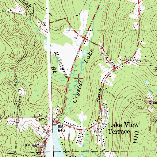 Topographic Map of McIntyres Brook, CT