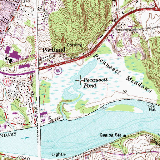 Topographic Map of Pecausett Pond, CT