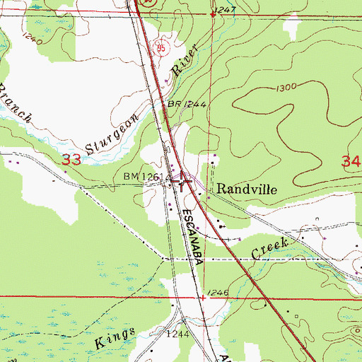 Topographic Map of Randville Post Office (historical), MI