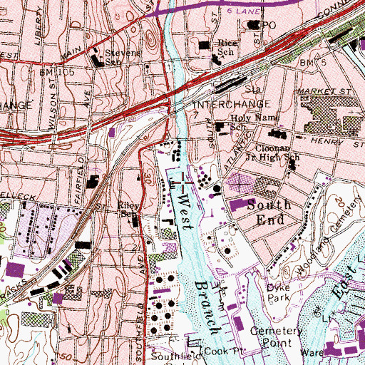Topographic Map of Rippowam River, CT