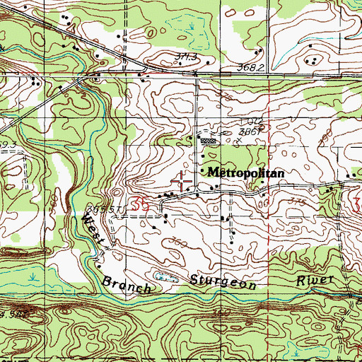 Topographic Map of Metropolitan Post Office (historical), MI