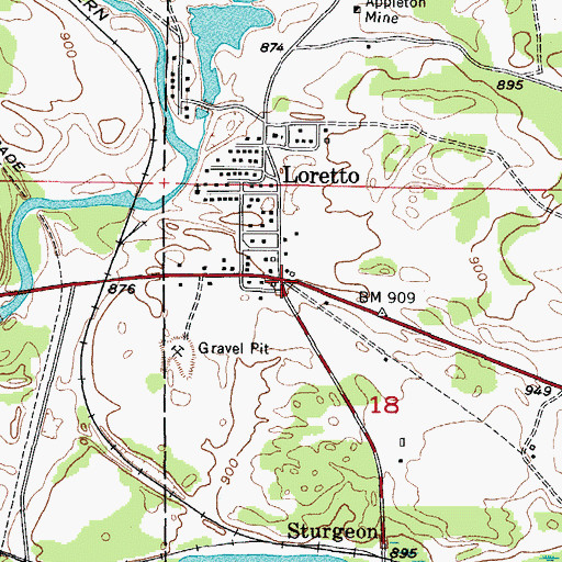 Topographic Map of Loretto Post Office (historical), MI
