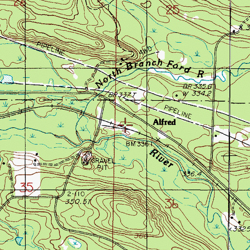 Topographic Map of Alfred Station (historical), MI