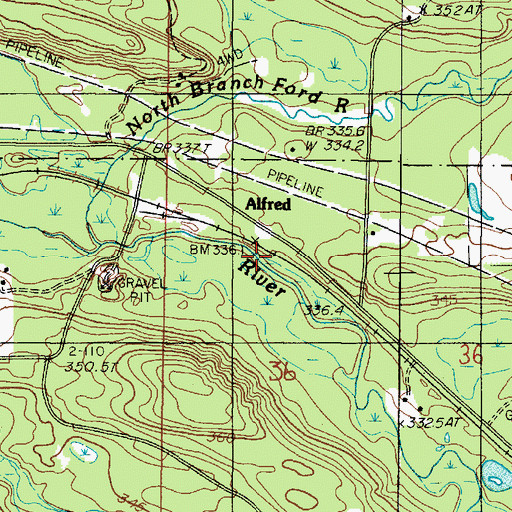 Topographic Map of Alfred Post Office (historical), MI