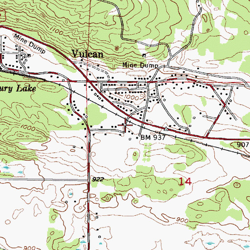 Topographic Map of Vulcan Station, MI