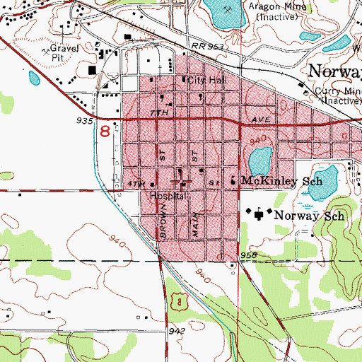 Topographic Map of Saint Mary Catholic Church, MI