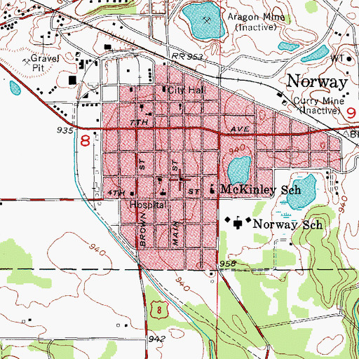 Topographic Map of First Baptist Church, MI
