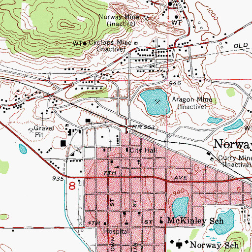 Topographic Map of Norway Station, MI