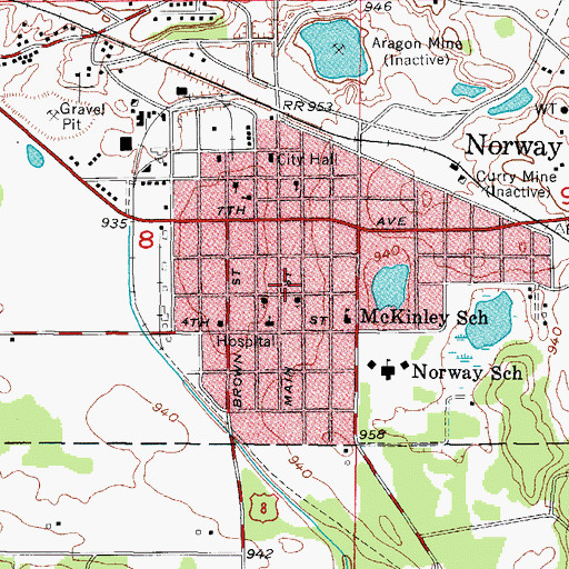 Topographic Map of Marquette General Hospital, MI