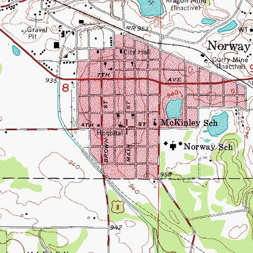 Topographic Map of Anderson Medical Center, MI