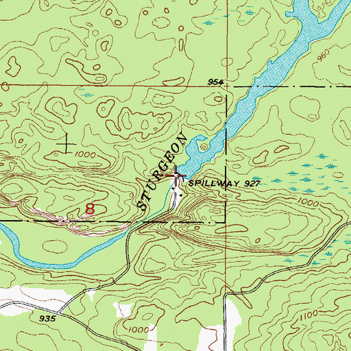 Topographic Map of Power Dam Falls, MI