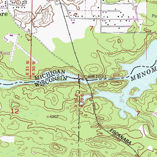 Topographic Map of Horse Race Rapids, MI