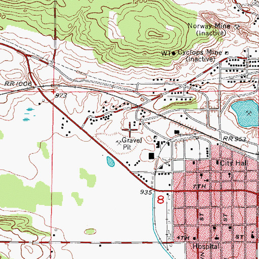 Topographic Map of Norway Spring Historical Marker, MI