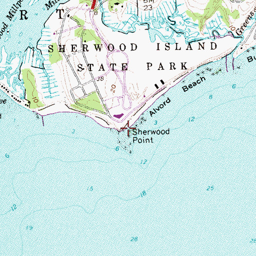Topographic Map of Sherwood Point, CT