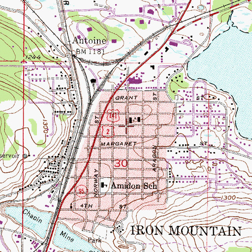 Topographic Map of Mary Immaculate of Lourdes Church Historical Marker, MI
