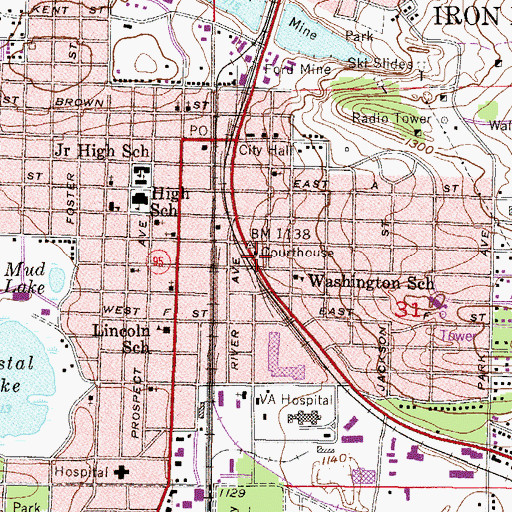Topographic Map of Dickinson County Historical Marker, MI