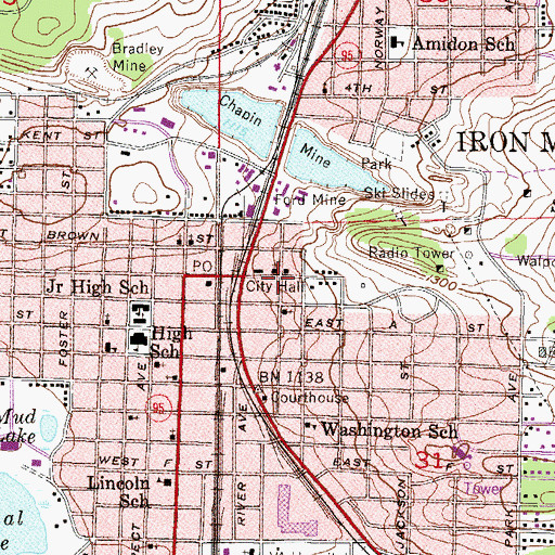 Topographic Map of Carnegie Library Historical Marker, MI