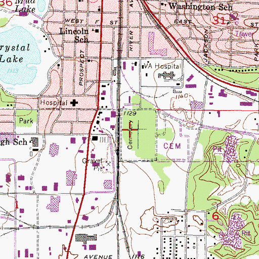 Topographic Map of Park Cemetery, MI