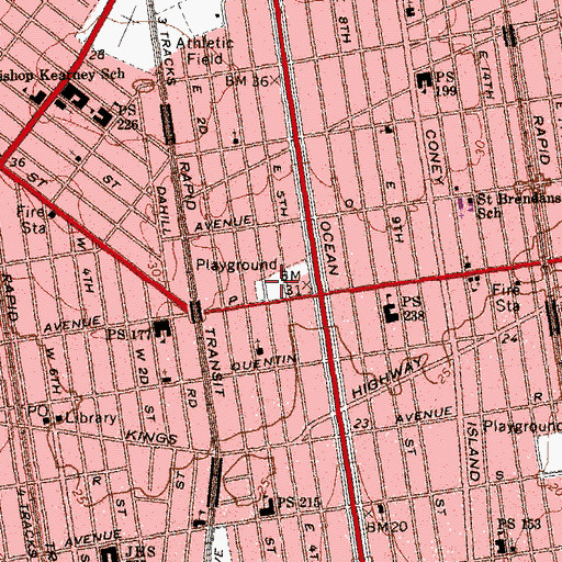 Topographic Map of Colonel David Marcus Memorial Playground, NY