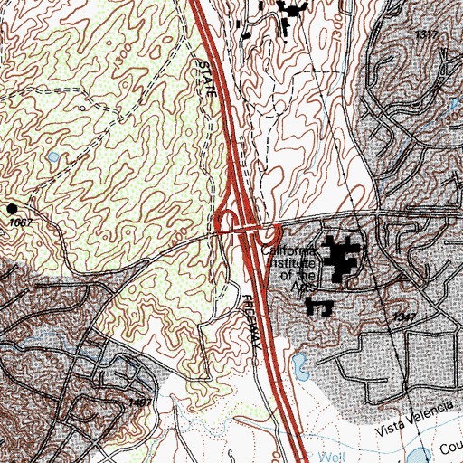 Topographic Map of Exit 168, CA