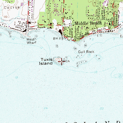 Topographic Map of Tuxis Island, CT