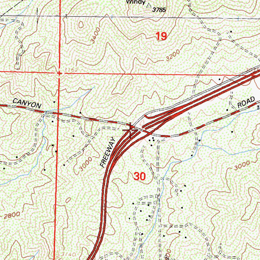 Topographic Map of Exit 19, CA