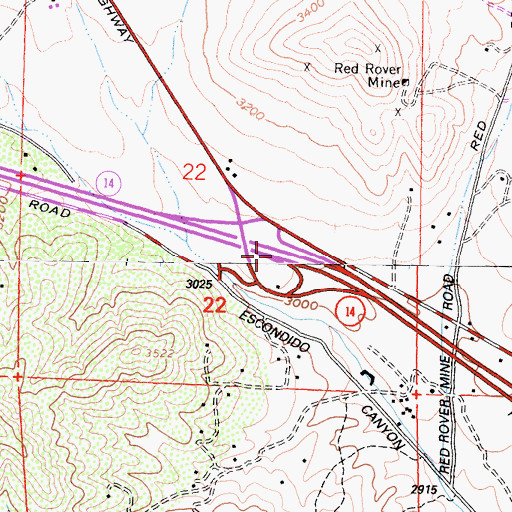 Topographic Map of Exit 22, CA