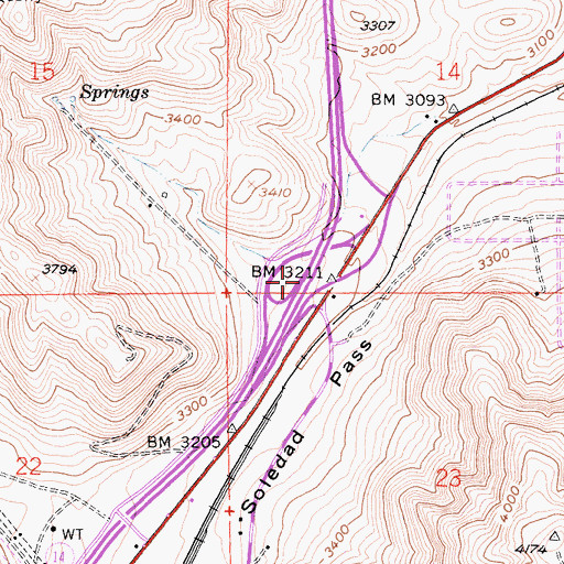 Topographic Map of Exit 30, CA